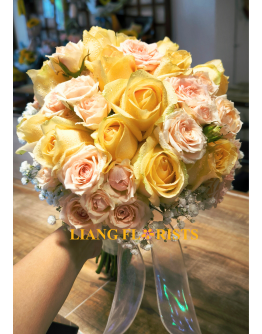 Champagne & Pink Rose Bridal Bouquet (BB 19)