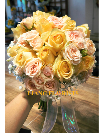 Champagne & Pink Rose Bridal Bouquet (BB 19)